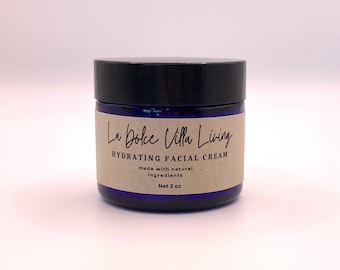 Crema hidratante facial antiedad con manteca de karité orgánica, tratamiento antiarrugas para piel seca y aceite esencial de lavanda e incienso natural.