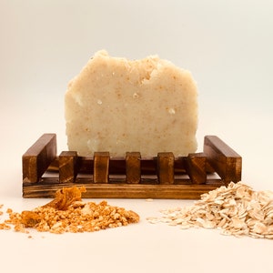 Oatmeal Orange Soap Handmade For Face and Body | Sensitive Skin Natural Cleanser | Soothing + Moisturizing | Rustic + Exfoliating + Vegan