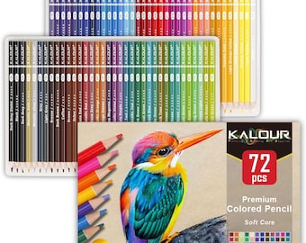 KALOUR 72 Count Colored Pencils Set, Soft Core, Ideal - Drawing Blending Shading, Gift -Adults Kids Beginners
