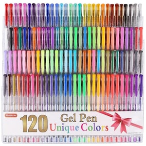 Shuttle Art 120 Unique Colors (No Duplicates) Gel Pens Colored Gel Pen Set for Adult Coloring Books Art Markers