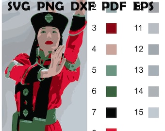 Mongolian Woman Dancing Color by Numbers Sheet (pdf, svg, png, dxf, eps)
