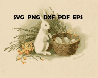 Clapsaddle Bunny Easter Coloring Sheet, Vintage Easter Art (Digital Download)
