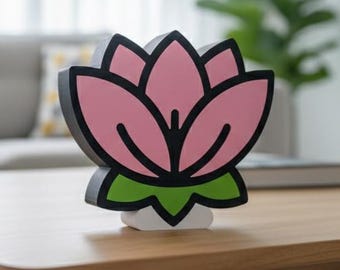 Lotus Flower Sculpture, 3D Printed Pink Floral Art, Modern Zen Home Decor, Yoga Gift