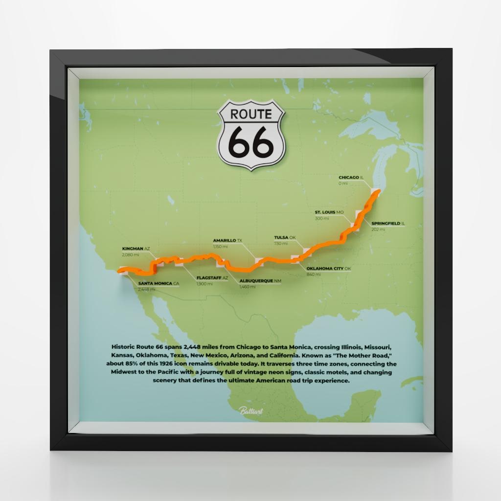 Route 66 3D Map Shadow Box Wall Art – Chicago to Santa Monica - Etsy