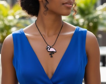 Pink Flamingo Pendant: Elegant Tropical Necklace