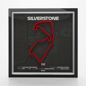 Silverstone Circuit 3D Shadow Box – Minimalist Formula One Wall Art