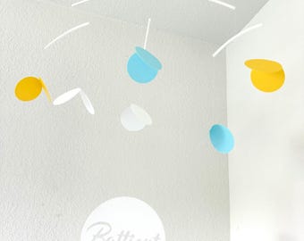 Butterfly Hanging Mobile: Minimalist Nursery Decor, Blue Yellow White