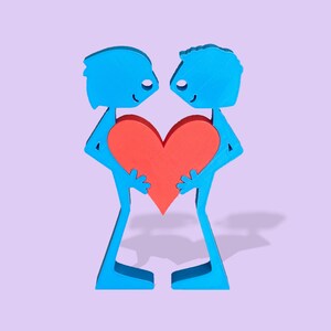 Symbolic Sculpture of Two Men United by Love and Heartfelt Connection