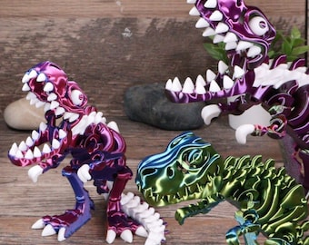 Skeleton T-Rex - 3 sizes & lots of colors - Moving Mouth - Articulated Cool Toy