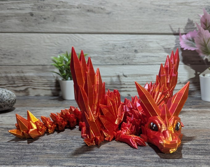 Adorable 12" Baby Dragon Sculpture - Poseable & Articulating - 3D Printed - Mythical Creature Figurine