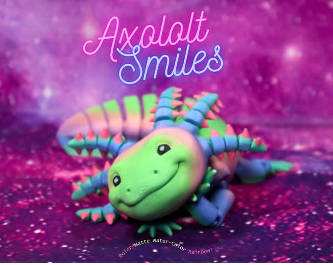 Axololt Playful Cute Companion Gift For Kid Toy Water Creature Whimsy Smiling Face Posable Fun Customizable Handmade Axololt Home Decor