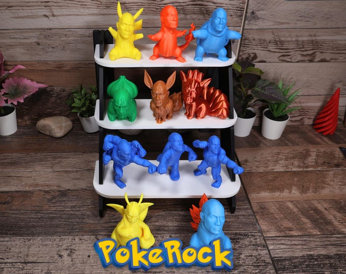 Unique  Dwayne Johnson The Rock as Pokerock Pokemon Figures Decor for Office Home Gifts Featuring Pikachu Charmander and many more