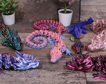 Rose Dragon 2 styles, 6 sizes Flexible Sensory Toy Dragon Pet