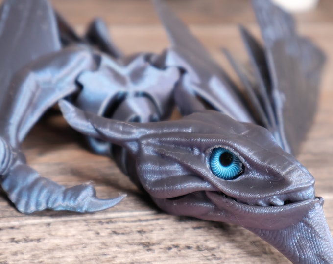 Colorful Articulated Avatar Banshees Ikran Figure with Glass Eye and Snapping Action