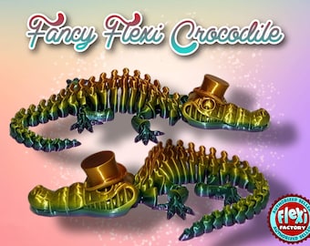 Crocodile with Top Hat Fancy Flexi Factory 3D Printed