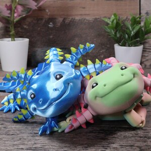 Super Premium Articulated Axolotl - Big Smile/Regular & Tons of Colors - 3d printed Flexible Sensory Toy