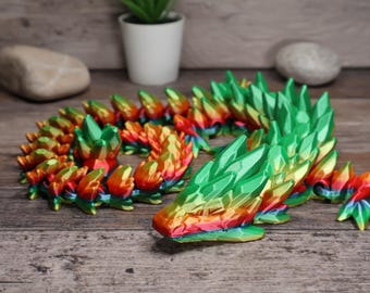 3D Printed Gem Dragon, Flexible Articulated Toy, Fantasy Collector Figure