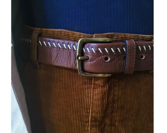 Vintage Banana Republic Woven Leather Tie Front Western Belt in Brown Medium Vintage 90 main image 4