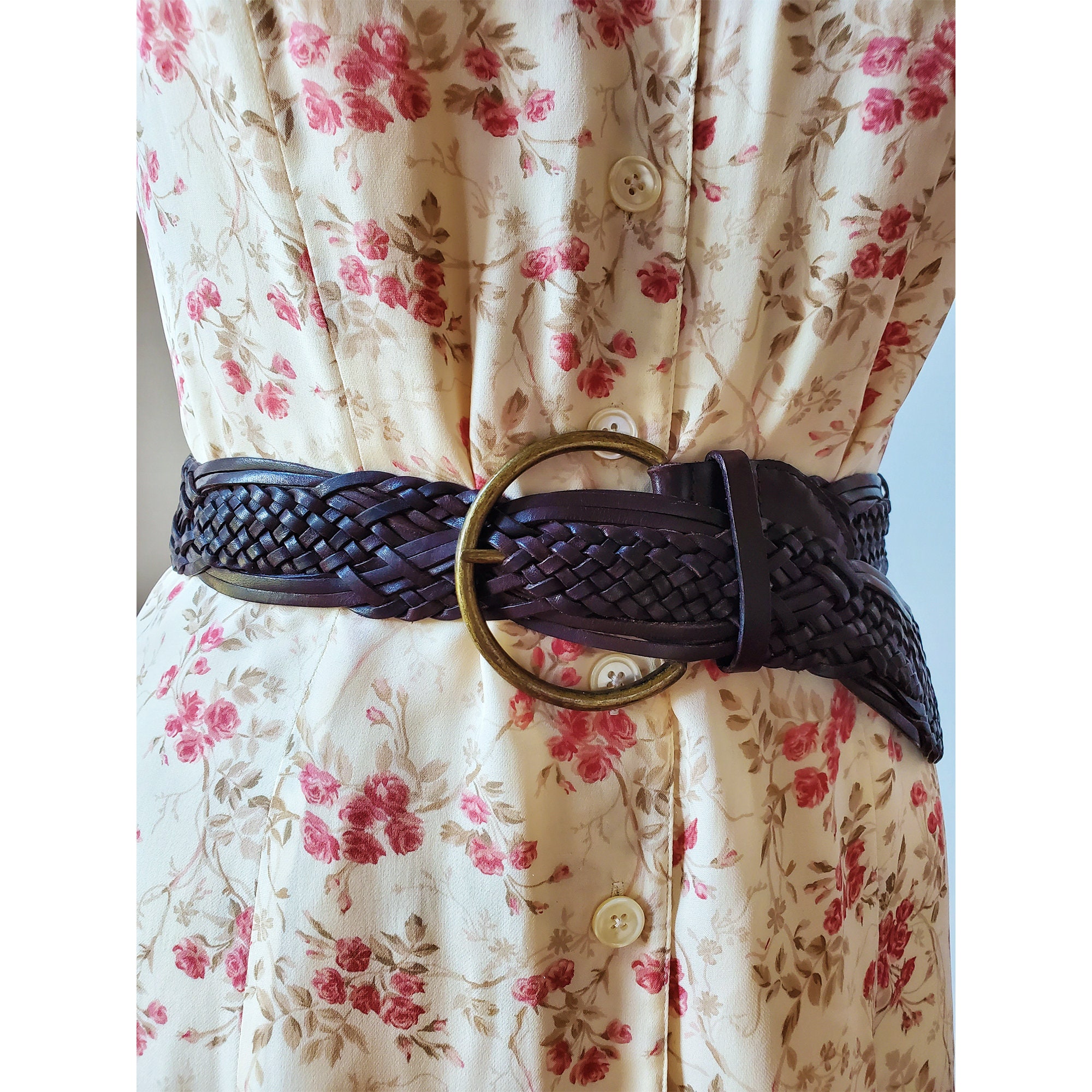 Vintage Banana Republic Woven Leather Tie Front Western Belt in Brown Medium Vintage Banana Republic Brown Leather Belt - Made in USA  main image 4