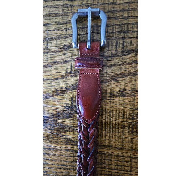 Vintage 90s Coach Braided Leather Belt: British Tan, Silver 