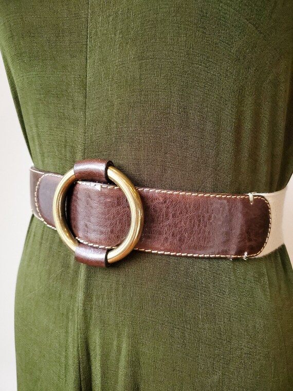 Vintage J. Crew Mariner Belt: Cocoa Brown Leather With Brass 