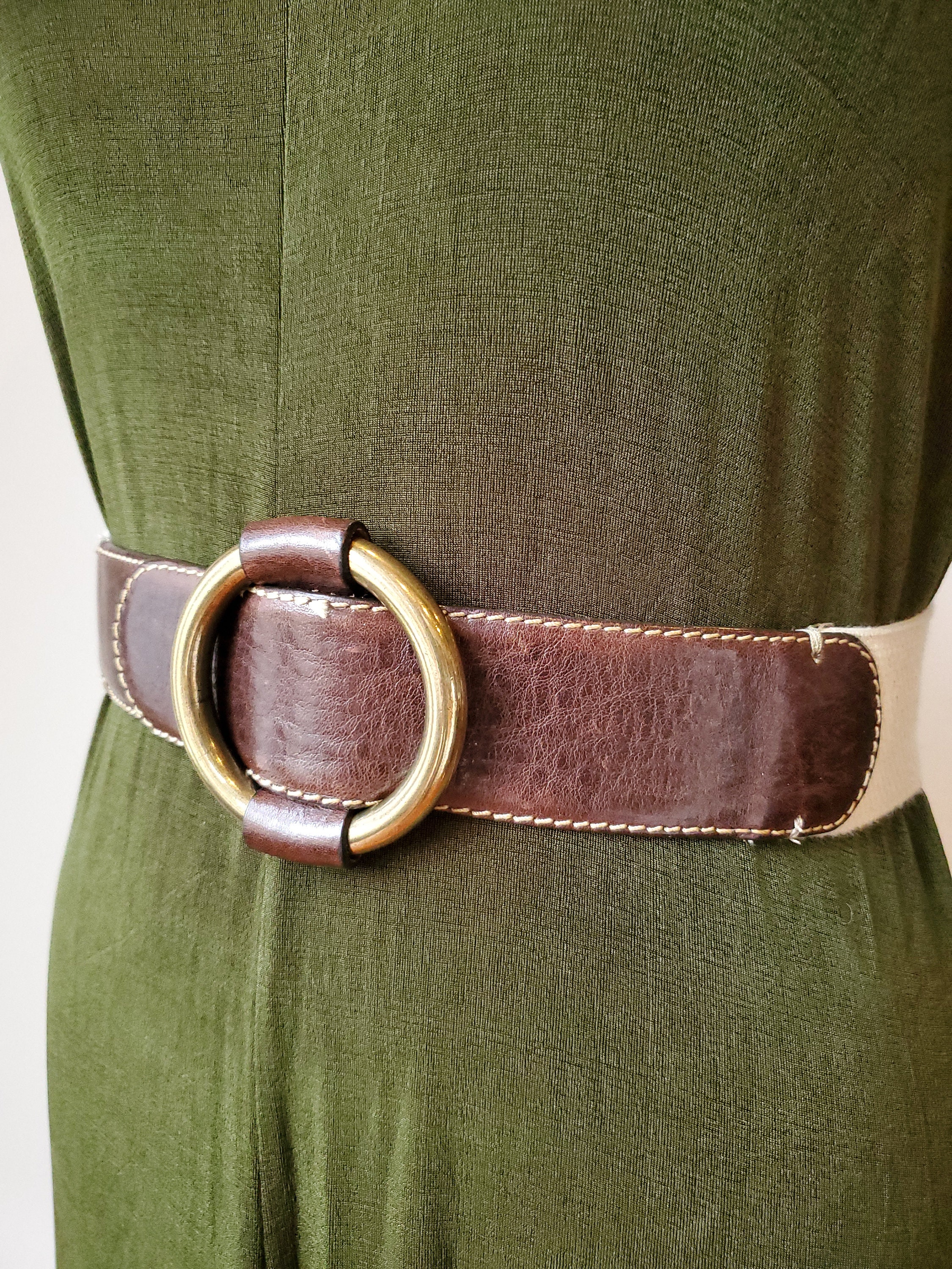 J Crew Brown Leather Belt Brass Crab Claw Buckle Coastal Nautical CO542_PP7542 main image 4