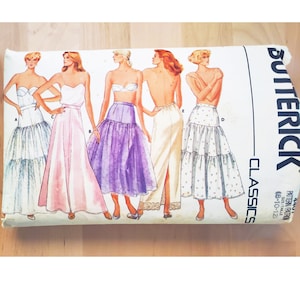 Vintage 80s Butterick 4407 Skirt Sewing Pattern: A-Line, Ruffle, Tiered (Sizes 8-12)