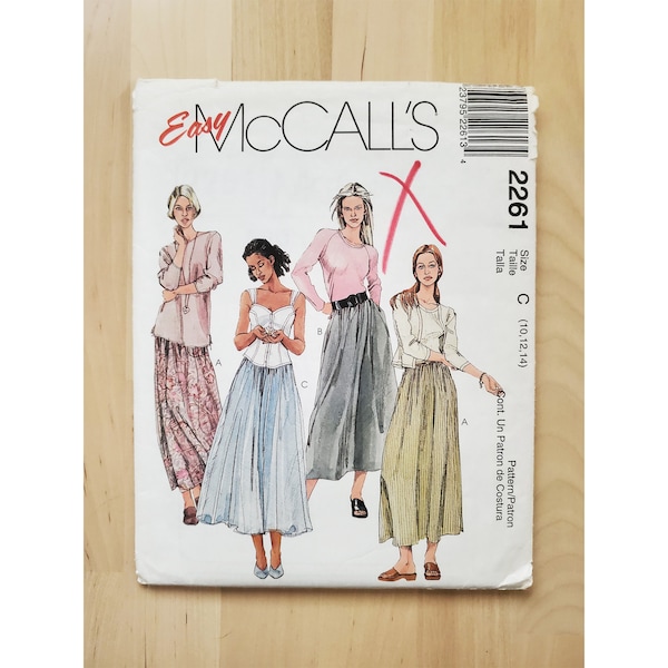 Vintage 90s Easy McCall's 2261 Pleated Gathered Maxi or Midi Skirt with Pockets 10 12 14 FF and UNCUT