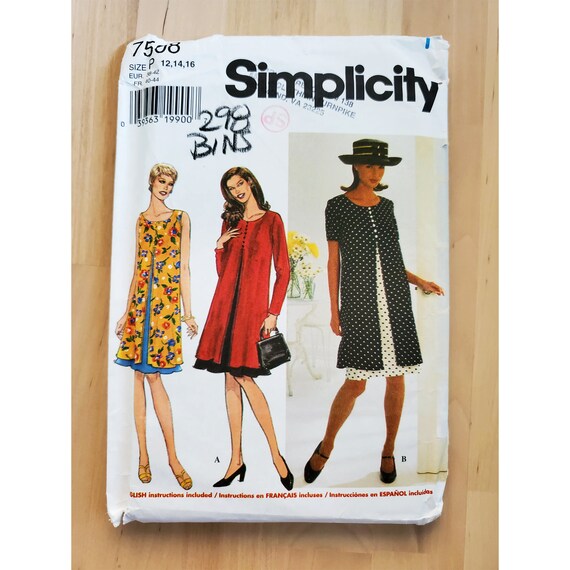 90s A-line Babydoll Dress Sewing Pattern: Simplicity 7508, Sizes 12-16 (UNCUT) - Etsy 90s A-line Babydoll Dress Sewing Pattern: Simplicity 7508, Sizes 12-16 (UNCUT) - Etsy