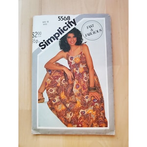 Vintage 80s Simplicity 5568 Maxi Dress Pattern: Fit and Flare, Size 12