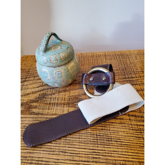 Vintage J. Crew Mariner Belt: Cocoa Brown Leather With Brass  display picture 3