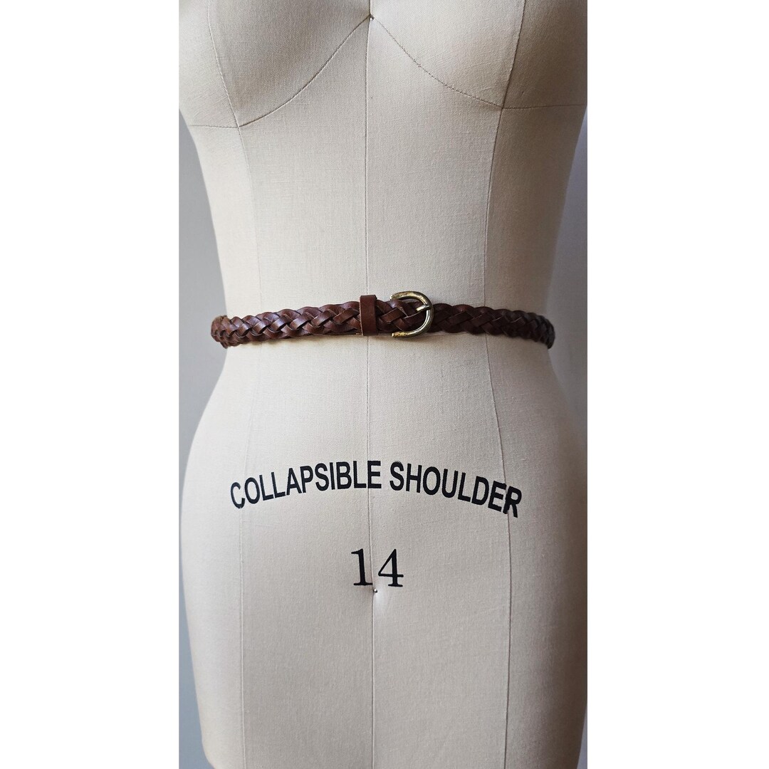 Brown Braided Leather Belt Square Buckle Chunky 90s Size L il_fullxfull.5944232377_olnh.jpg main image 2