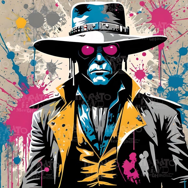 Bounty Hunter Cad Bane, Grunge Pop Poster Style, Image Download File To Print On Anything Printable, Wall Art Decor, psychedelic Pop Art