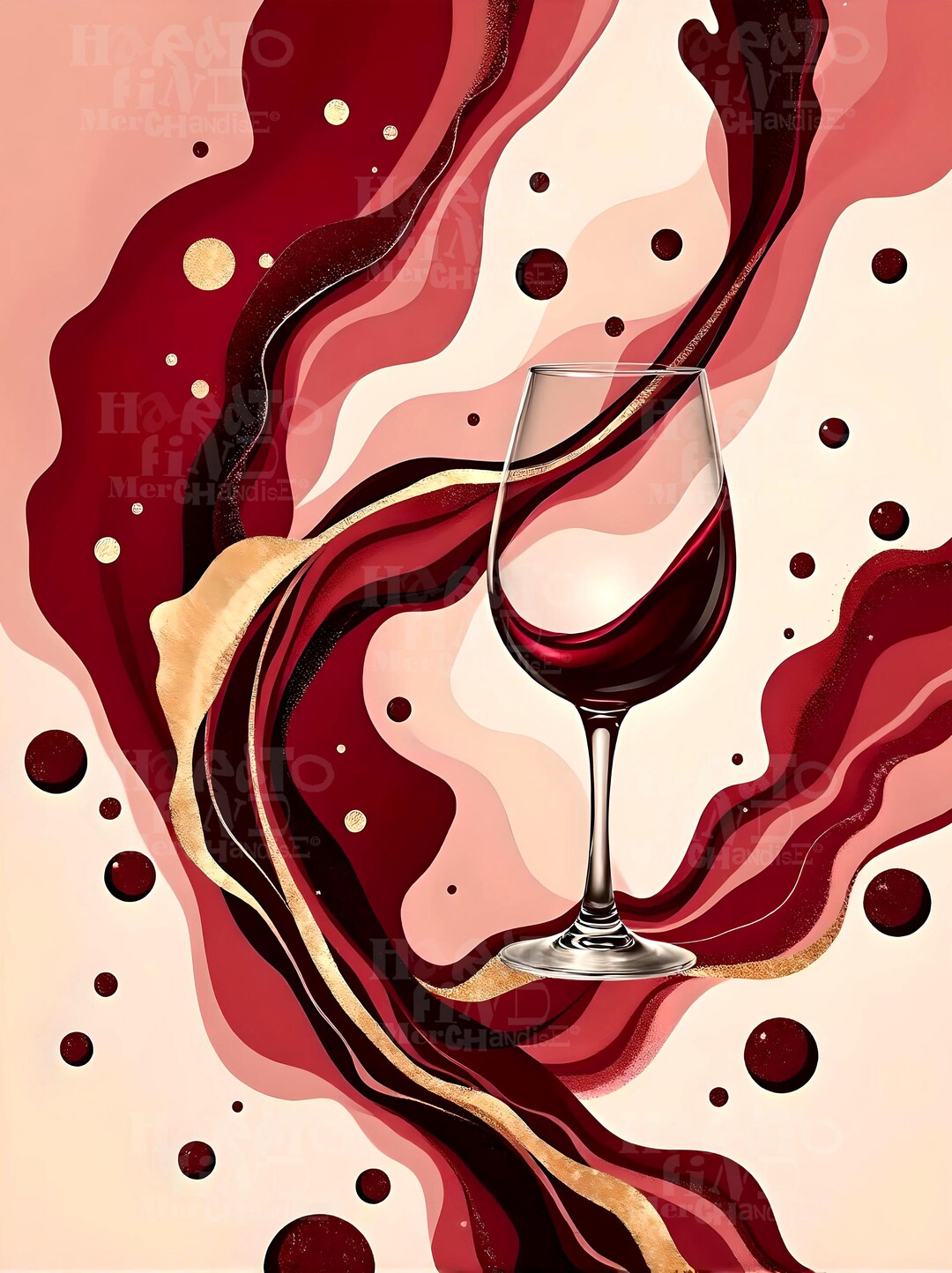 Abstract Wine Art Print A3 Size Modern Wine Wall Decor for Kitchen ...