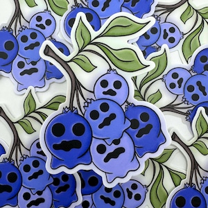 Cute Blueberry Fruit Sticker Art for Nature Lovers, Laptop, Window & Water Bottle Decals