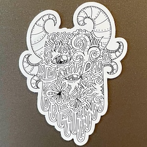 Zentangle, Zentangle Magnet, Monster, Monsters, Cryptid, Groovy Magnet, Fridge Magnet, Whimsical Art, Zentangle Art, Whimsical, Magnet Decal