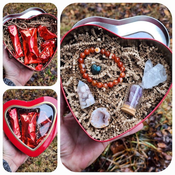 Small Heart Shaped Crystal Mystery Box for Valentines Day | Valentines Day Gift | Box of Chocolates (Crystals) | Crystal Mystery Box
