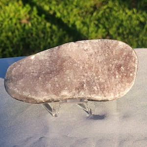 Amethyst Geode with Polished Agate Slab with Display Stand