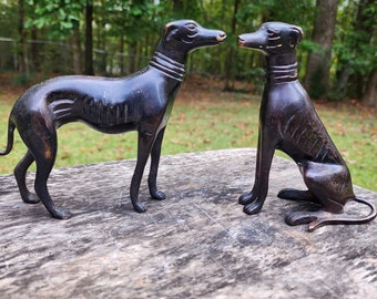 MCM Greyhound Bronze Statue Sculpture | Mid-Century Modern Dog Sculpture | Whippett | Greyhound | MCM rozn