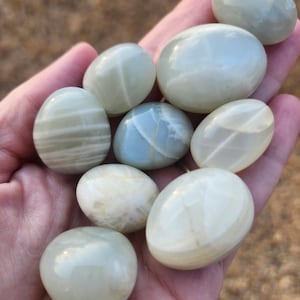 3 Green Moonstone Tumbles | Crystal Tumbles | Green Moonstone