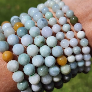 Burmese Jade Jadeite Beaded Bracelet 6 mm | Crystal Beaded Bracelet