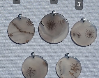 Dendritic Agate Pendant, Sterling Silver Bail, Optional Necklace