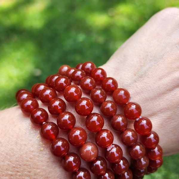 Carnelian Beaded Bracelet | 8mm Beads