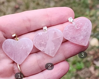 Rose Quartz Heart Pendant with Silver Plated Bail | Crystal Love