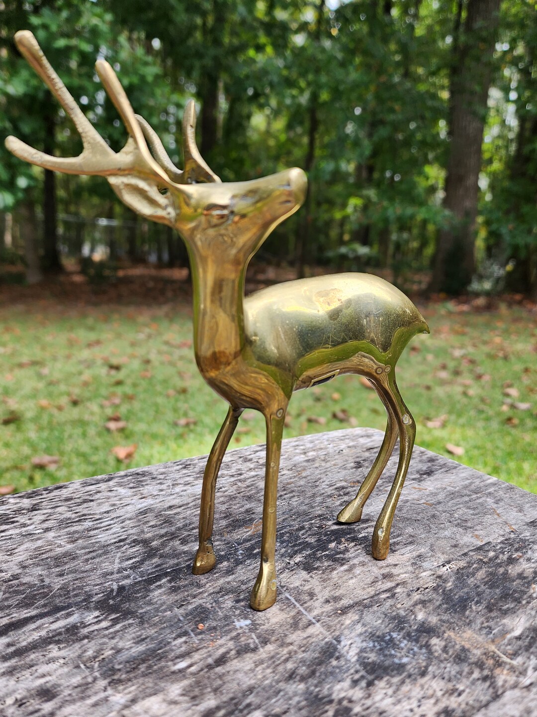 Vintage Brass Deer Made in Korea 7 Inches in Length 8 Inches Tall 11