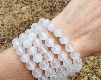 Selenite Beaded Bracelet | 8mm | Crystal Bracelet