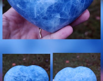 Blue Calcite Heart | Crystal with Display Stand