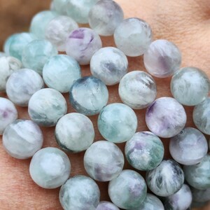 Snowflake Fluorite Beaded Bracelet | 9mm Beads | Feather Fluorite | FreezeFluorite