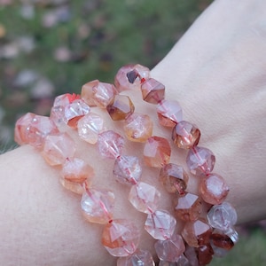 Faceted Fire Quartz Beaded Bracelet |8mm Beads | Hematoid Quartz