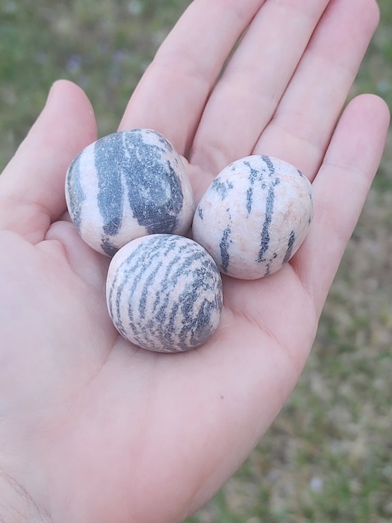3 Tumbled Pink Zebra Jasper Pieces | 1 Inch Each